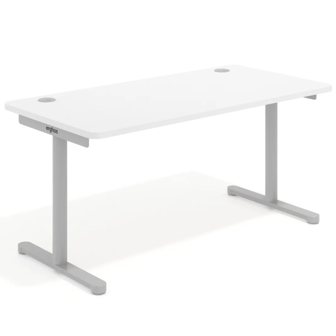 Mesa de Escritorio pata en T, fondo 80cm, estructura aluminio, sobre ergonómico