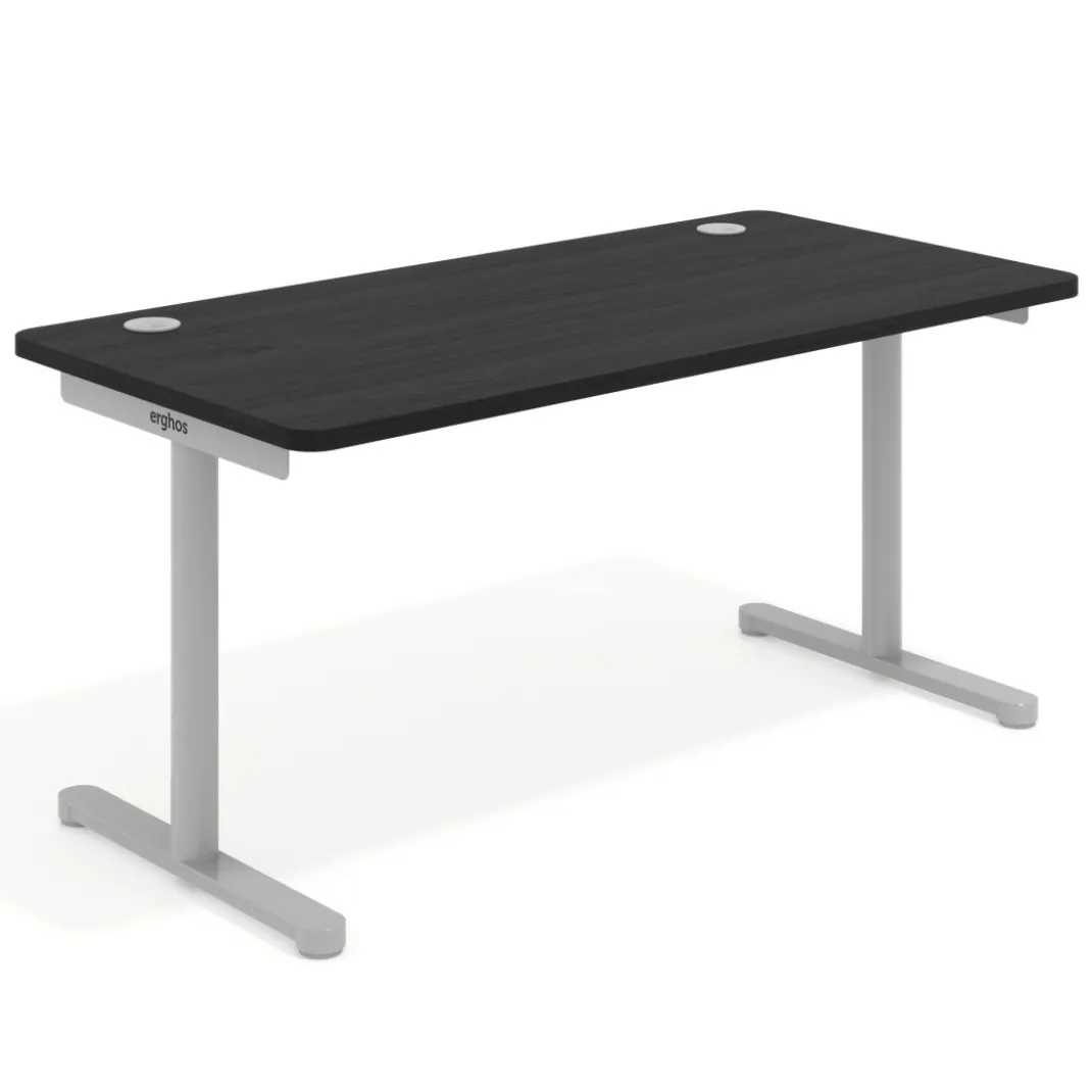 Mesa de Escritorio pata en T, fondo 80cm, estructura aluminio, sobre ergonómico