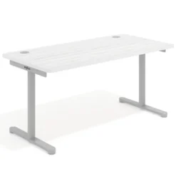 Mesa de Escritorio pata en T, fondo 80cm, estructura aluminio, sobre ergonómico