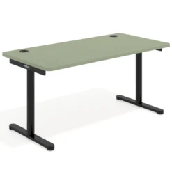 Mesa de Escritorio pata en T, fondo 80cm, estructura negra, sobre ergonómico