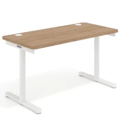 Mesa de Escritorio pata en T, fondo 68cm, estructura blanca, sobre ergonómico