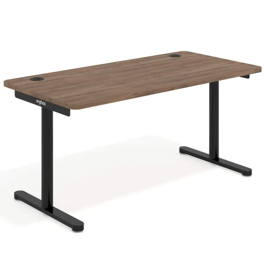Mesa de Escritorio pata en T, fondo 80cm, estructura negra, sobre ergonómico