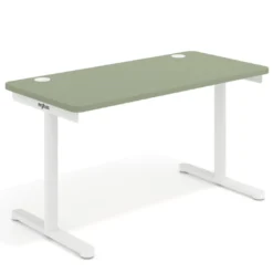 Mesa de Escritorio pata en T, fondo 68cm, estructura blanca, sobre ergonómico