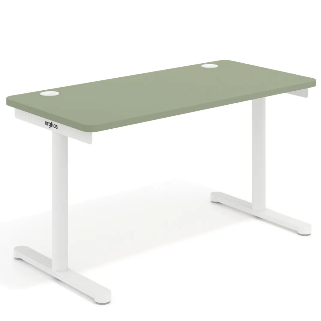 Mesa de Escritorio pata en T, fondo 68cm, estructura blanca, sobre ergonómico