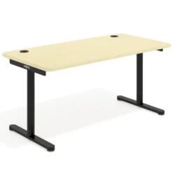 Mesa de Escritorio pata en T, fondo 80cm, estructura negra, sobre ergonómico