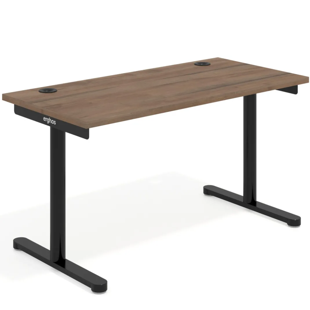 Mesa de Escritorio pata en T, fondo 68cm, estructura negra, sobre recto