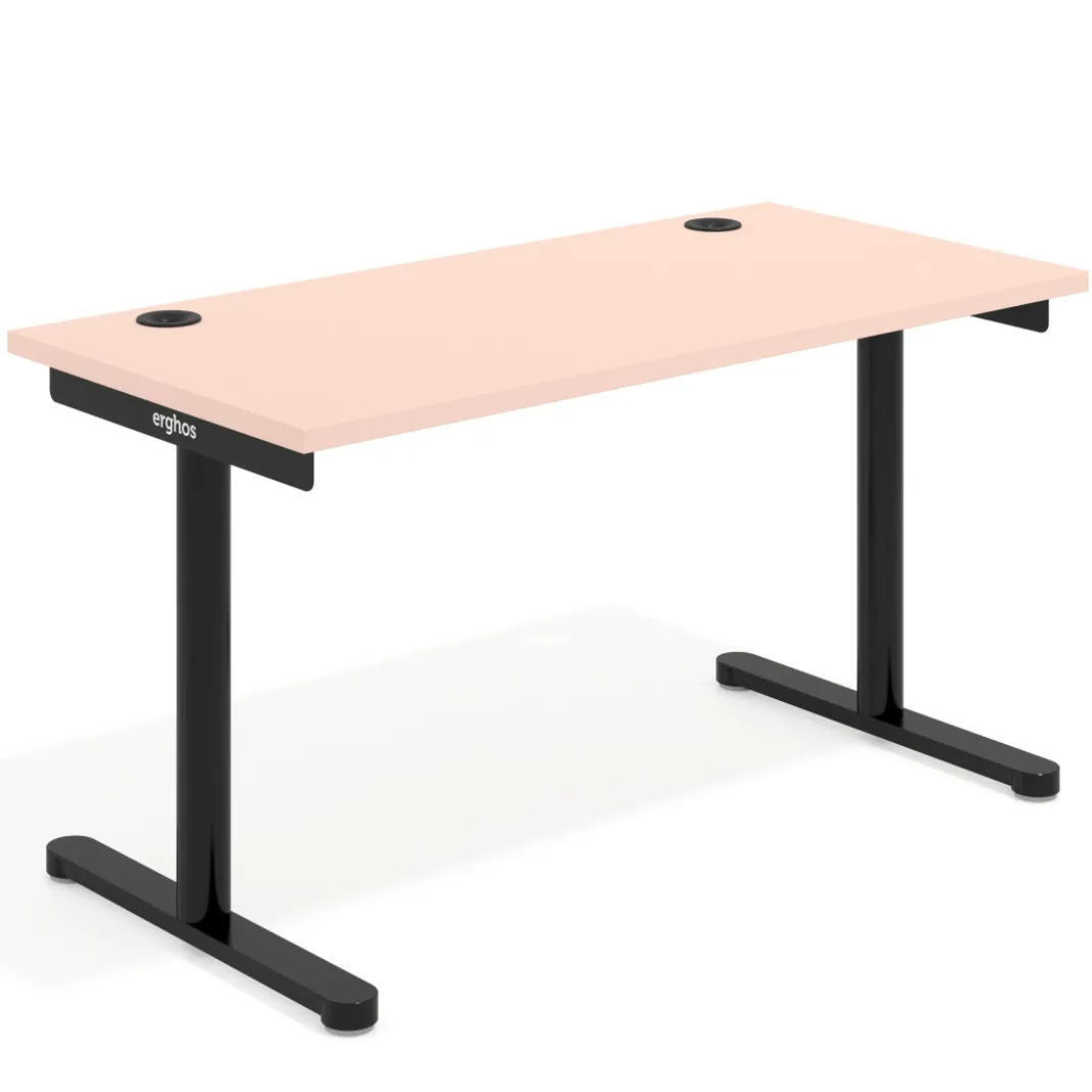 Mesa de Escritorio pata en T, fondo 68cm, estructura negra, sobre recto