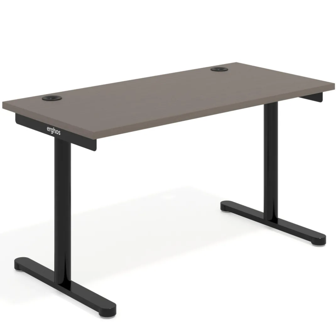 Mesa de Escritorio pata en T, fondo 68cm, estructura negra, sobre recto