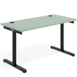 Mesa de Escritorio pata en T, fondo 68cm, estructura negra, sobre recto