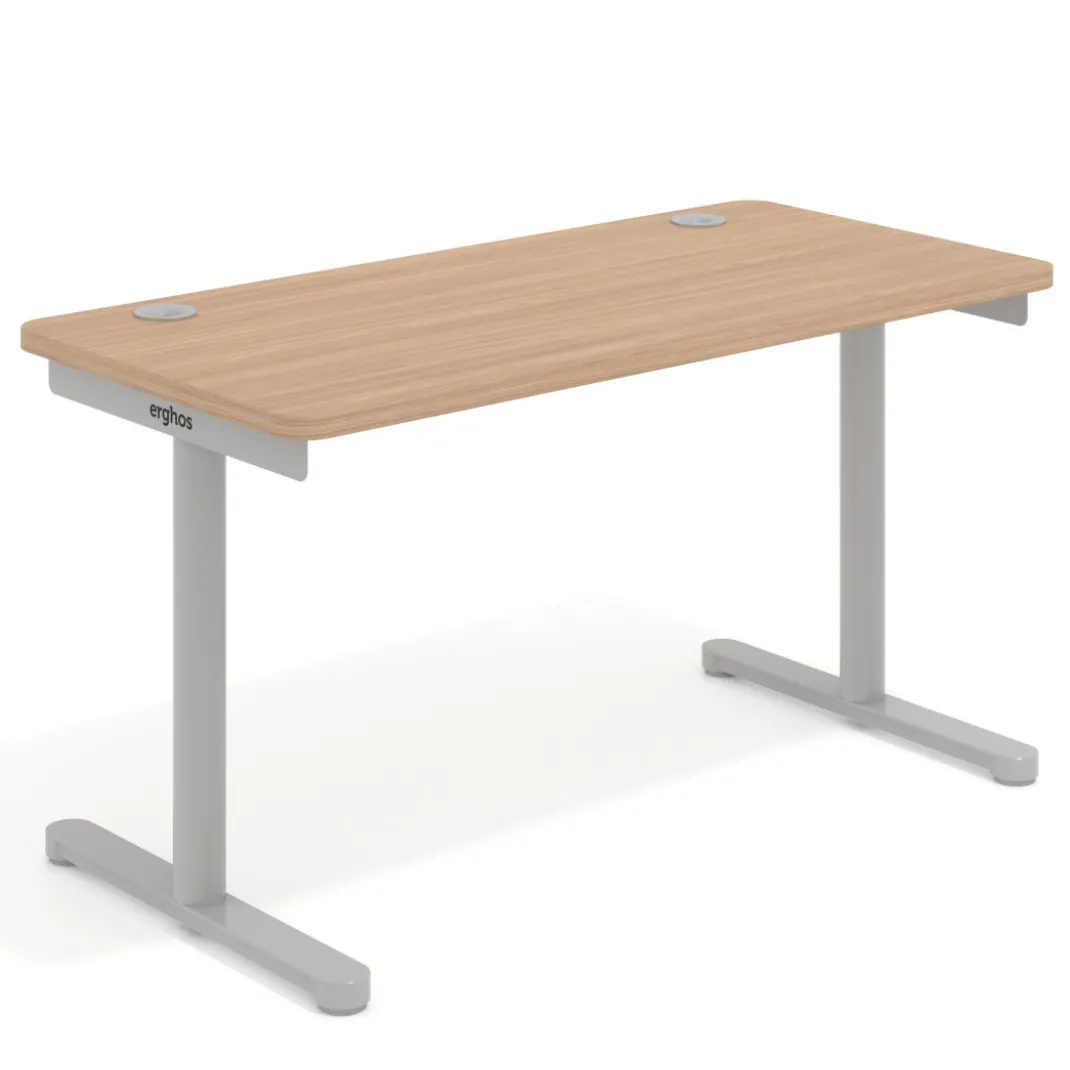 Mesa de Escritorio pata en T, fondo 68cm, estructura aluminio, sobre ergonómico