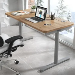 Mesa de Escritorio pata en T, fondo 68cm, estructura aluminio, sobre ergonómico