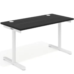 Mesa de Escritorio pata en T, fondo 68cm, estructura blanca, sobre recto