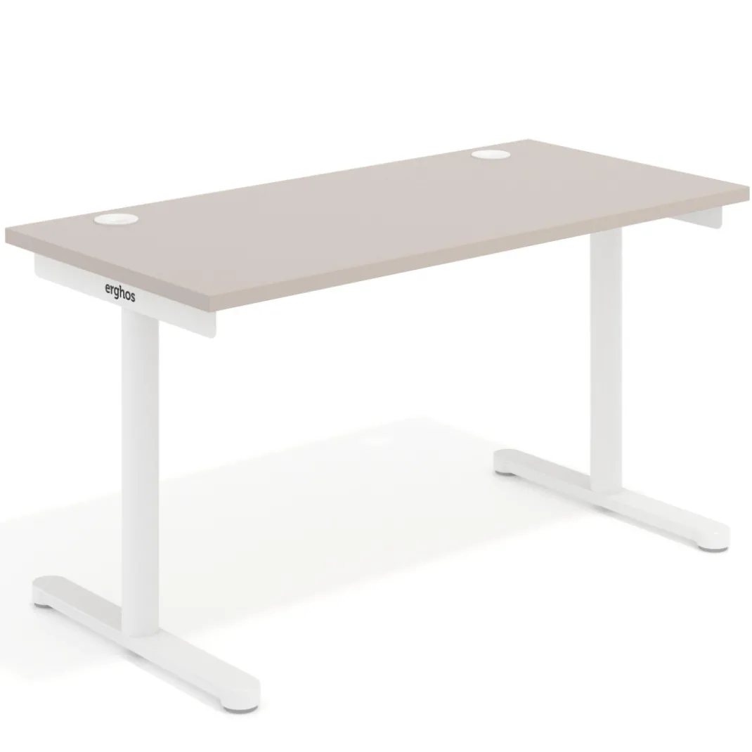 Mesa de Escritorio pata en T, fondo 68cm, estructura blanca, sobre recto
