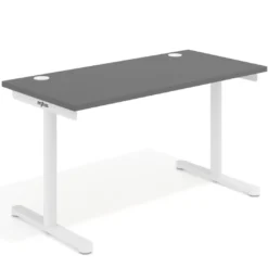 Mesa de Escritorio pata en T, fondo 68cm, estructura blanca, sobre recto