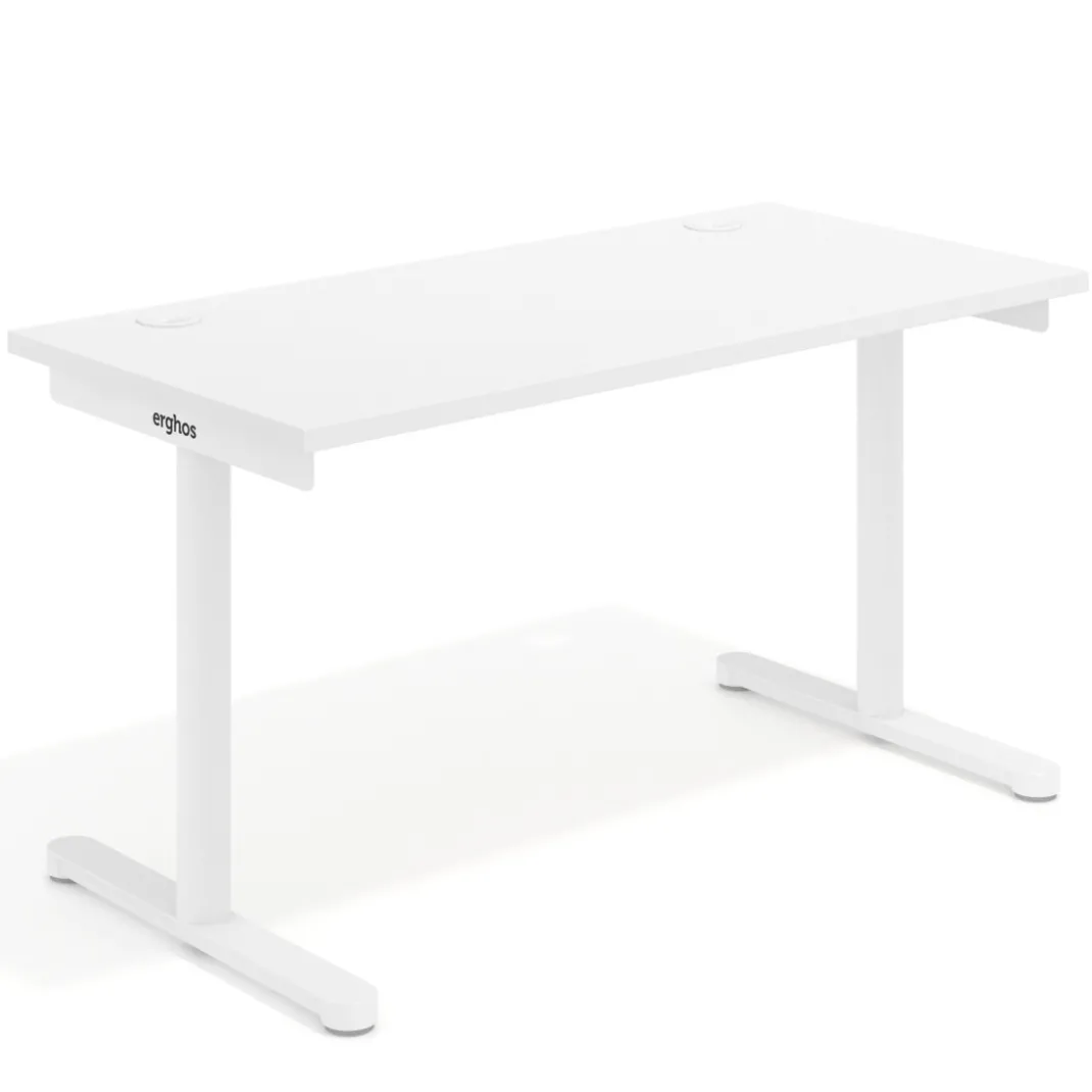 Mesa de Escritorio pata en T, fondo 68cm, estructura blanca, sobre recto
