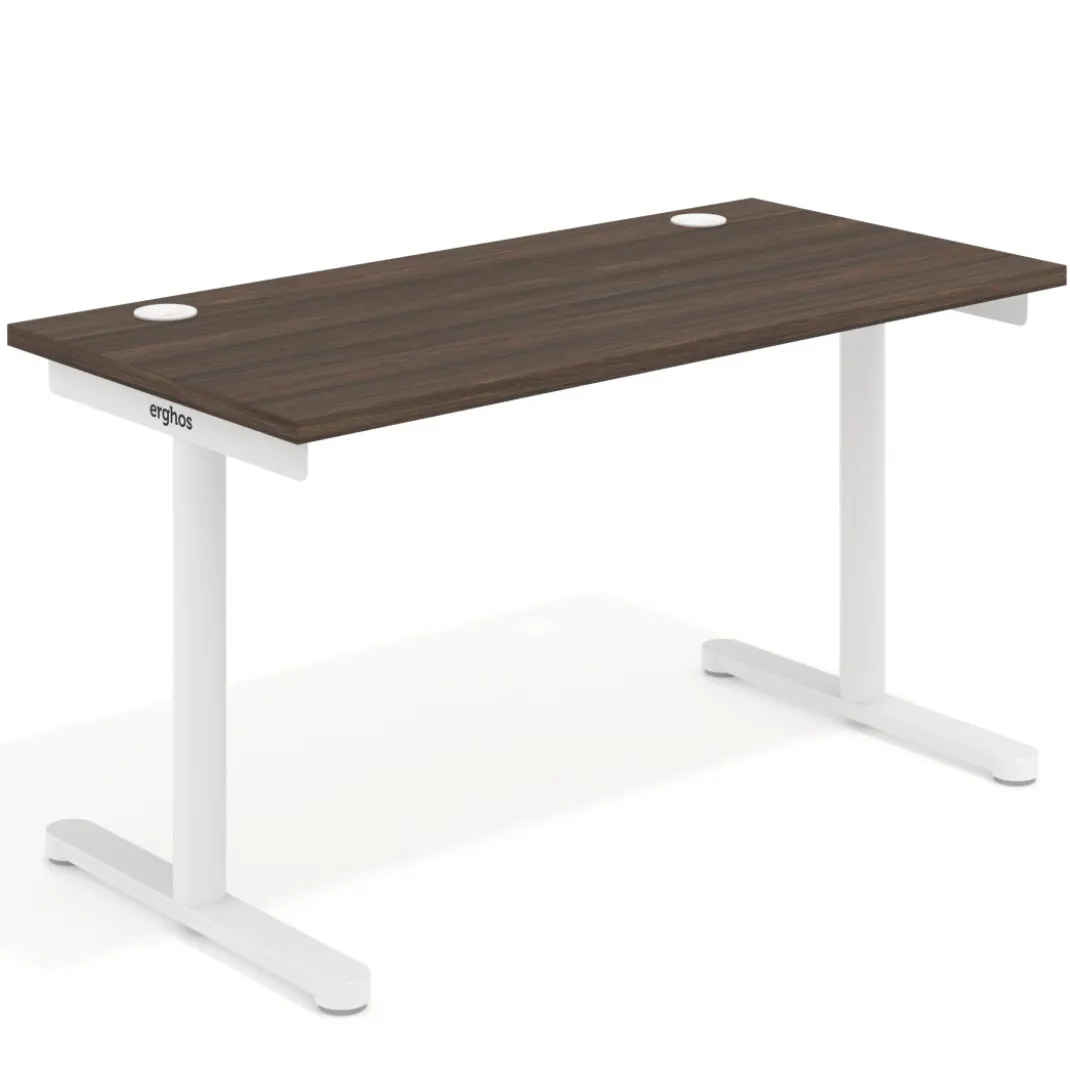 Mesa de Escritorio pata en T, fondo 68cm, estructura blanca, sobre recto