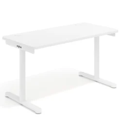 Mesa de Escritorio pata en T, fondo 68cm, estructura blanca, sobre ergonómico