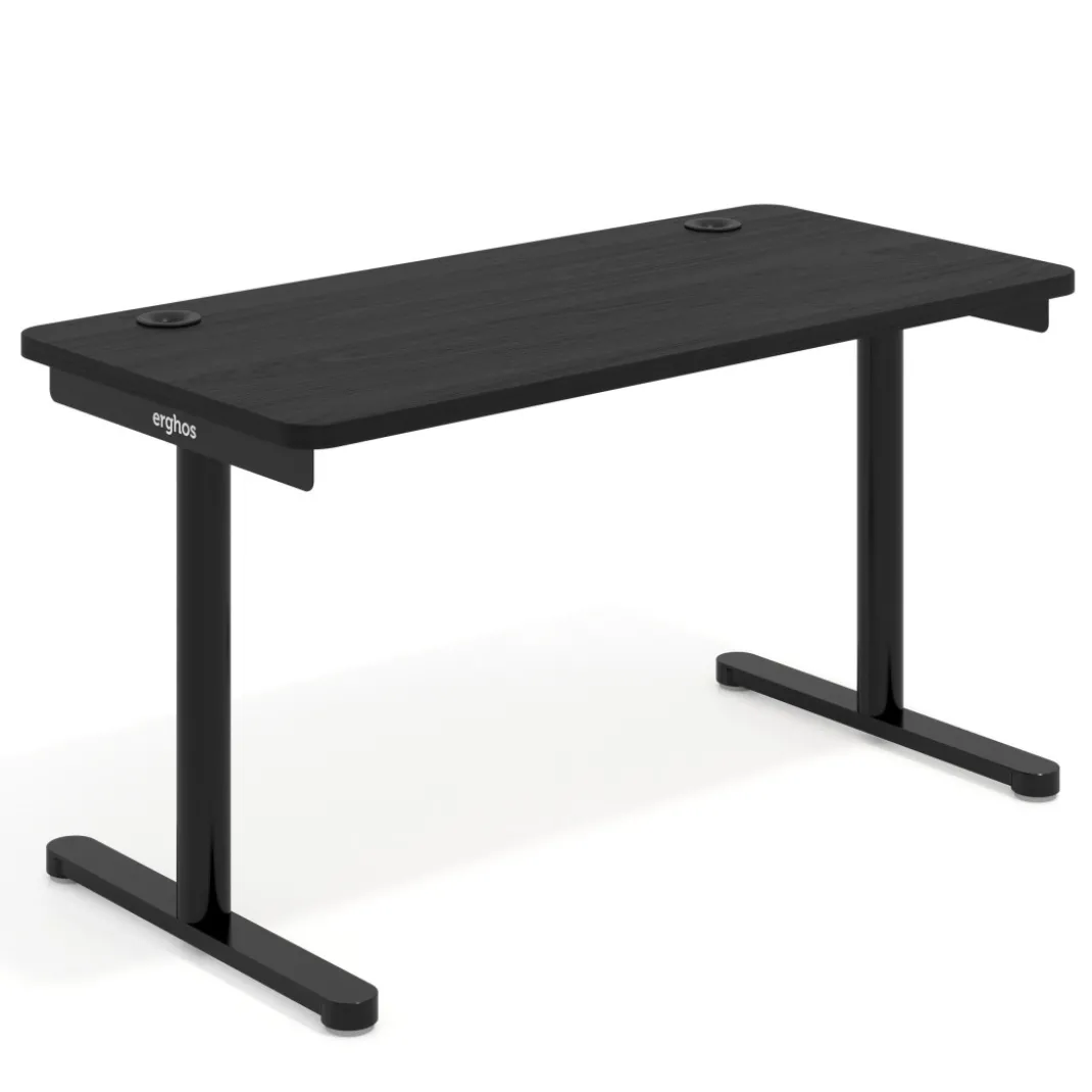 Mesa de Escritorio pata en T, fondo 68cm, estructura negra, sobre ergonómico