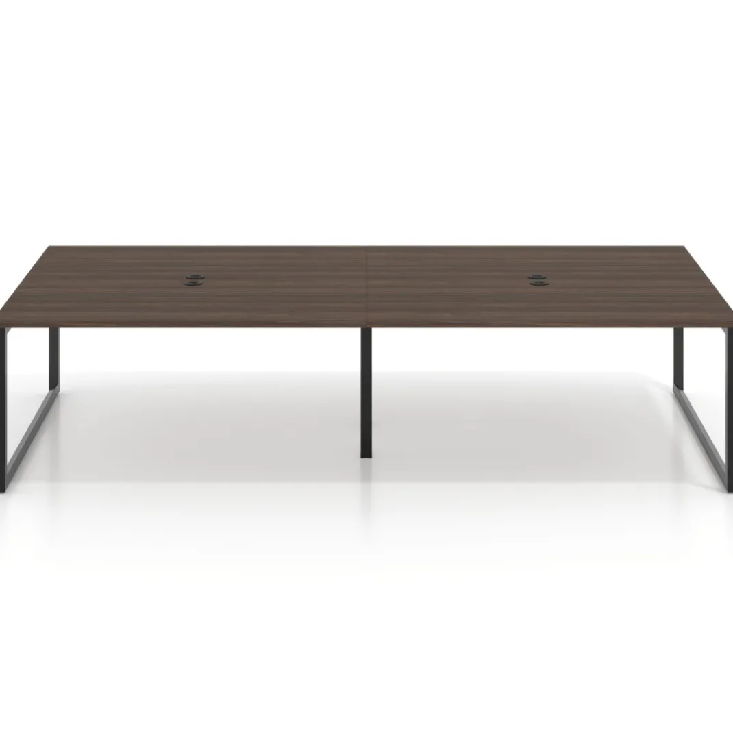 Mesa de juntas rectangular doble fondo 166 cm, estructura negra