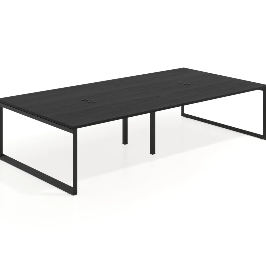 Mesa de juntas rectangular doble fondo 166 cm, estructura negra
