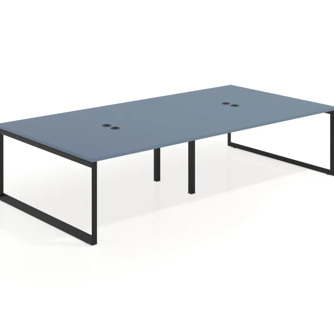 Mesa de juntas rectangular doble fondo 166 cm, estructura negra