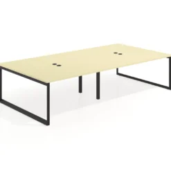 Mesa de juntas rectangular doble fondo 166 cm, estructura negra