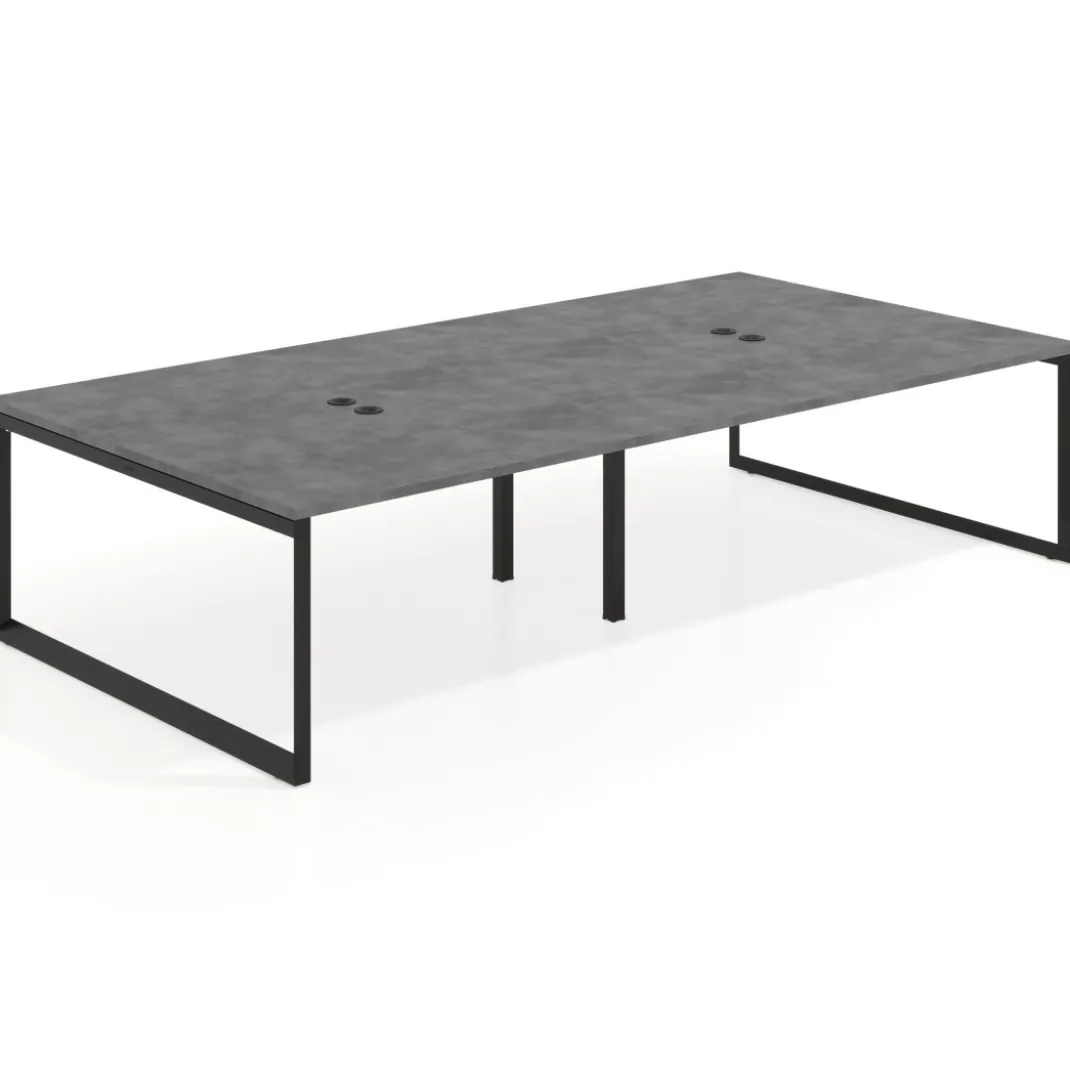 Mesa de juntas rectangular doble fondo 166 cm, estructura negra