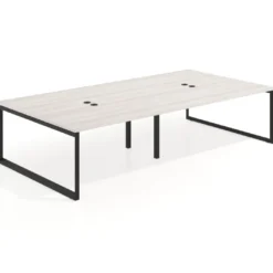 Mesa de juntas rectangular doble fondo 166 cm, estructura negra