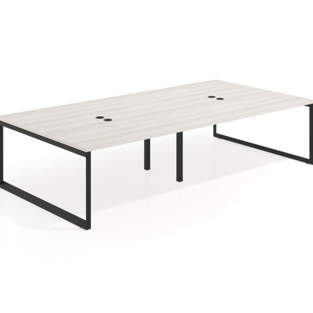 Mesa de juntas rectangular doble fondo 166 cm, estructura negra
