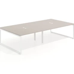 Mesa de juntas rectangular doble fondo 166 cm, estructura blanca