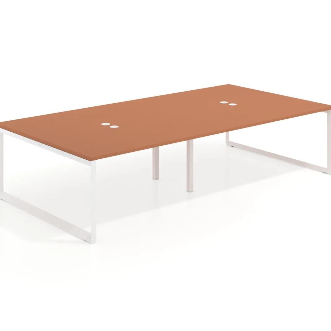 Mesa de juntas rectangular doble fondo 166 cm, estructura blanca