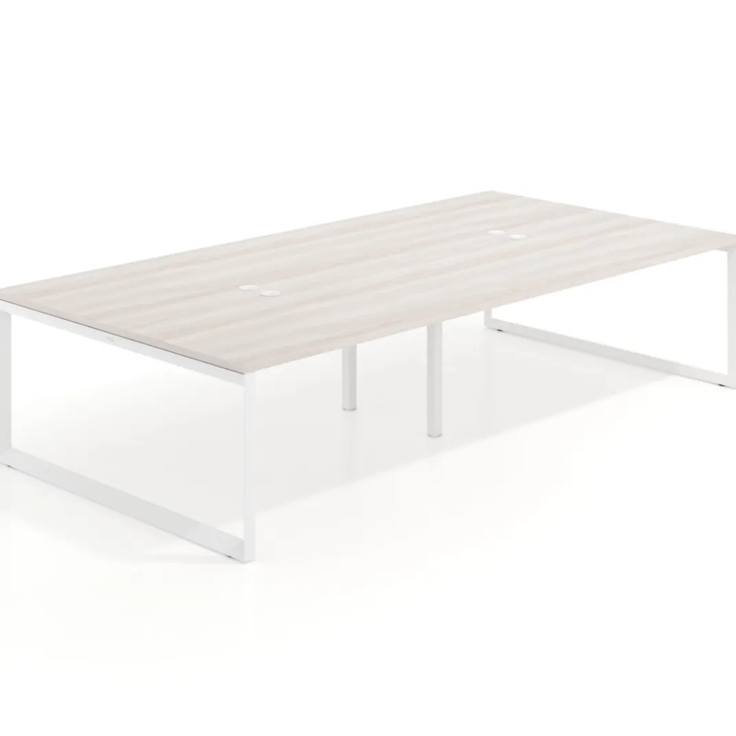 Mesa de juntas rectangular doble fondo 166 cm, estructura blanca