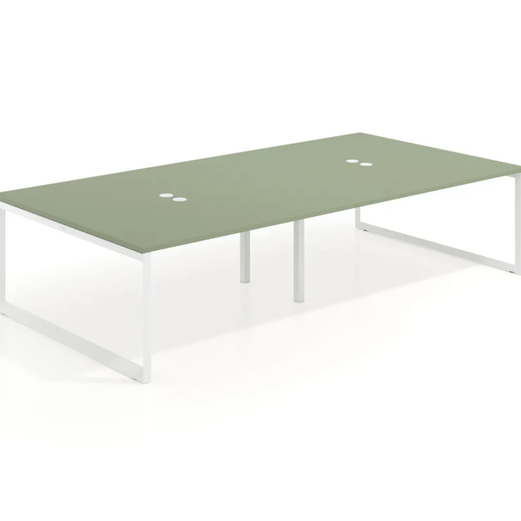 Mesa de juntas rectangular doble fondo 166 cm, estructura blanca