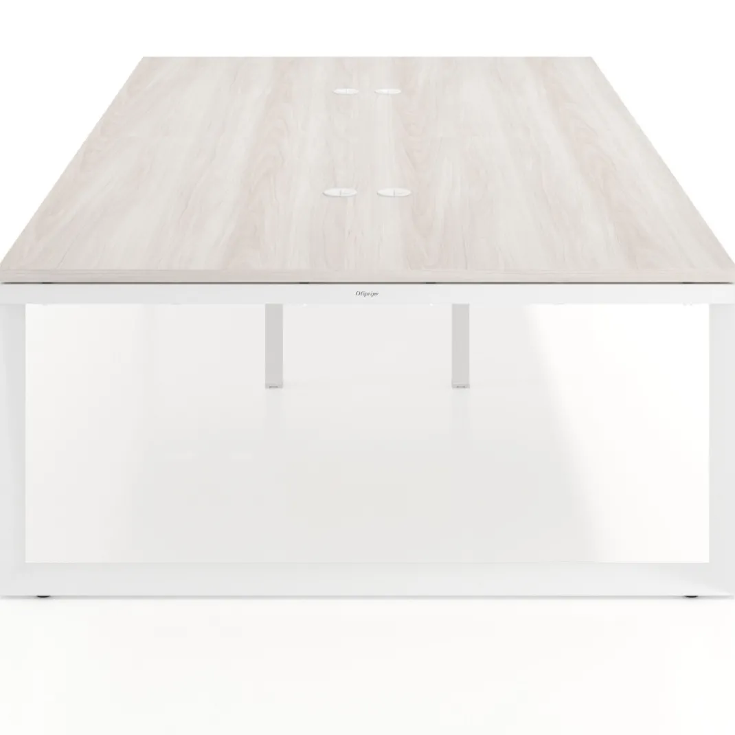 Mesa de juntas rectangular doble fondo 166 cm, estructura blanca