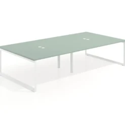 Mesa de juntas rectangular doble fondo 166 cm, estructura blanca