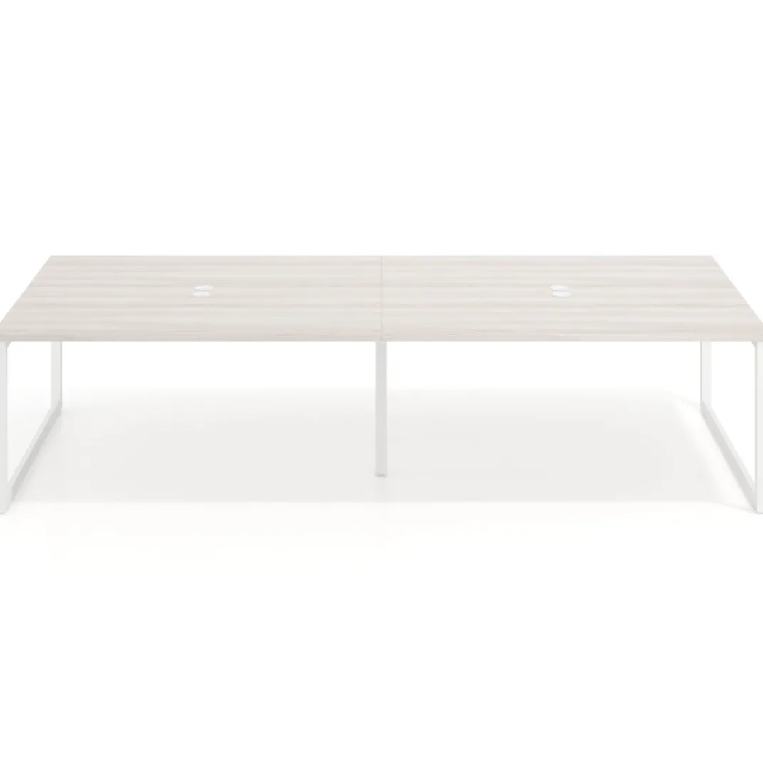 Mesa de juntas rectangular doble fondo 166 cm, estructura blanca
