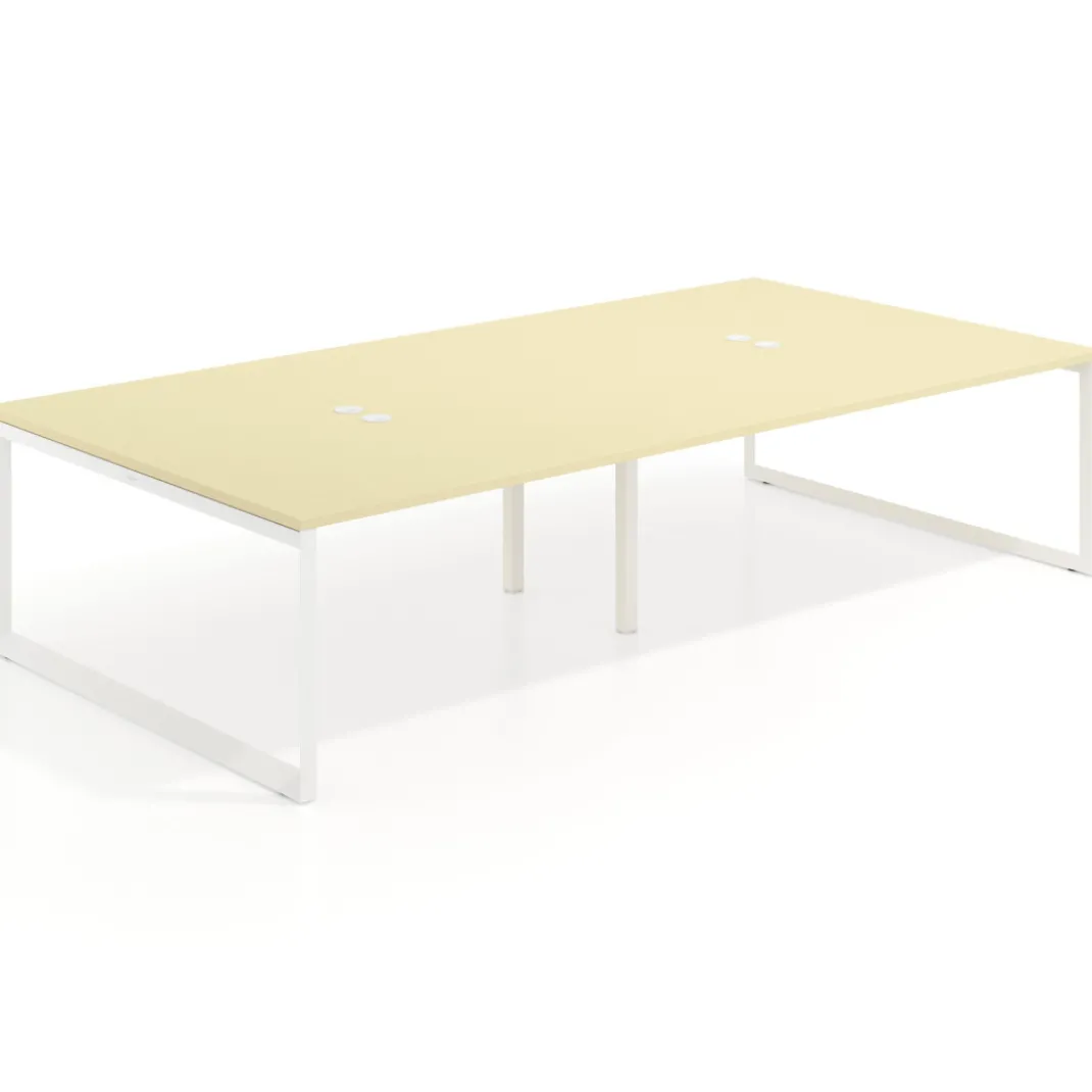 Mesa de juntas rectangular doble fondo 166 cm, estructura blanca