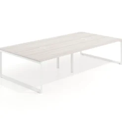 Mesa de juntas rectangular doble fondo 166 cm, estructura blanca