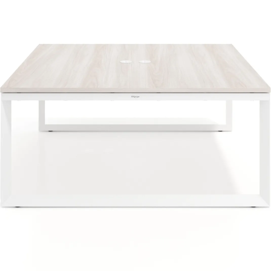 Mesa de juntas rectangular fondo 166 cm, estructura blanca