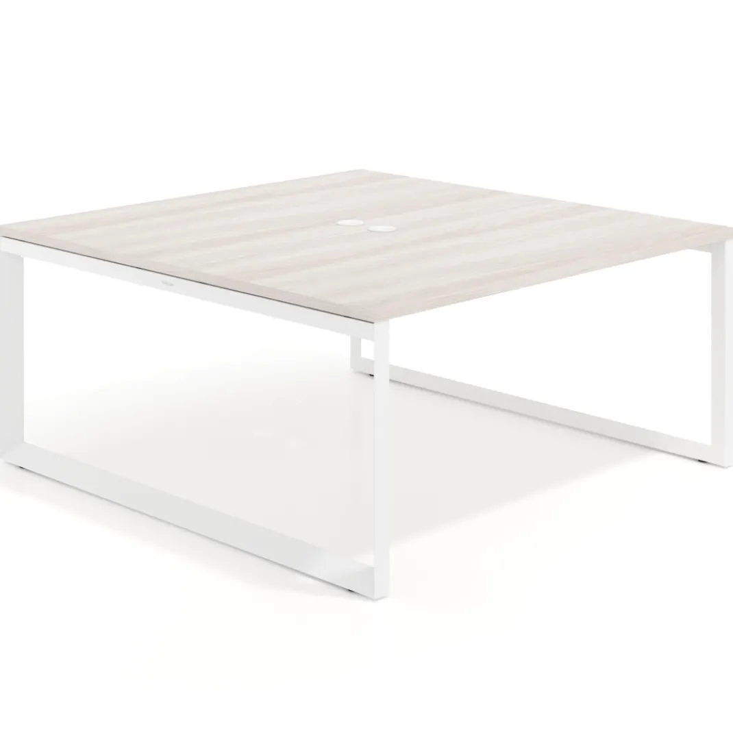 Mesa de juntas rectangular fondo 166 cm, estructura blanca