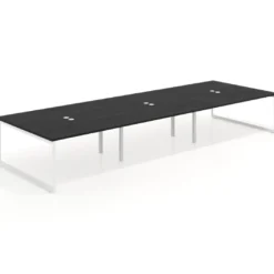 Mesa de juntas rectangular triple fondo 166 cm, estructura blanca
