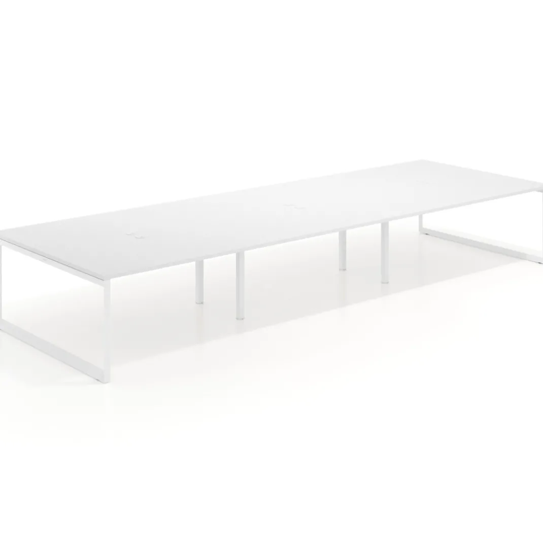 Mesa de juntas rectangular triple fondo 166 cm, estructura blanca