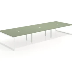 Mesa de juntas rectangular triple fondo 166 cm, estructura blanca