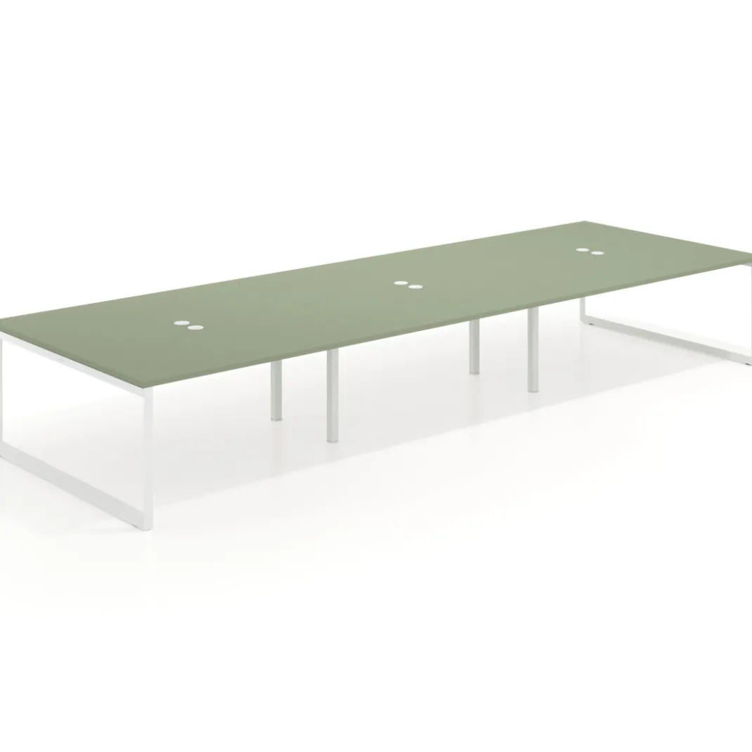 Mesa de juntas rectangular triple fondo 166 cm, estructura blanca