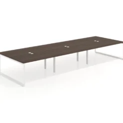 Mesa de juntas rectangular triple fondo 166 cm, estructura blanca