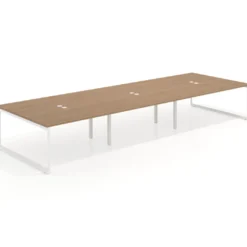 Mesa de juntas rectangular triple fondo 166 cm, estructura blanca