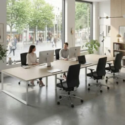 Mesa de juntas rectangular triple fondo 166 cm, estructura blanca