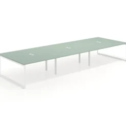 Mesa de juntas rectangular triple fondo 166 cm, estructura blanca