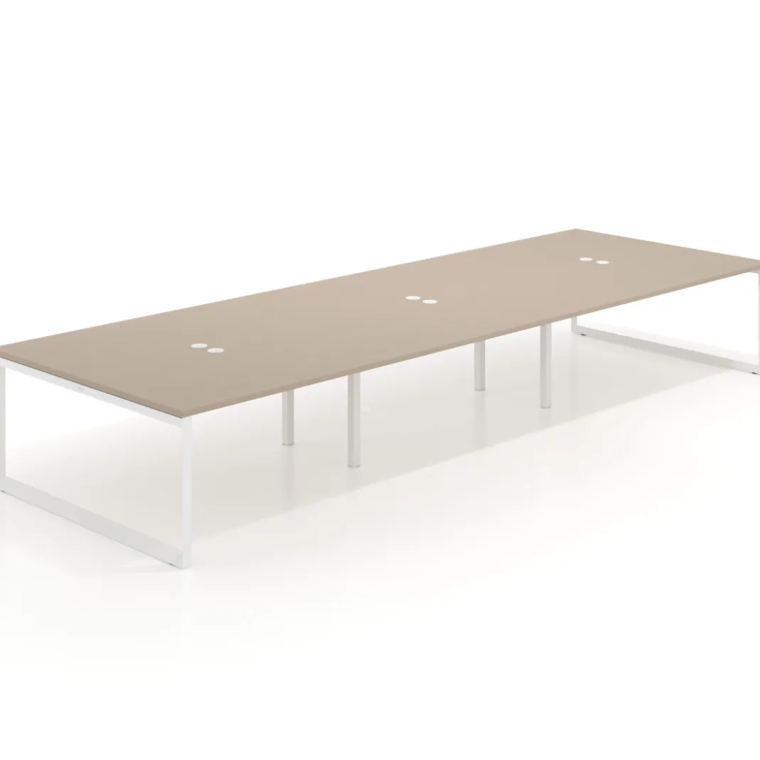 Mesa de juntas rectangular triple fondo 166 cm, estructura blanca