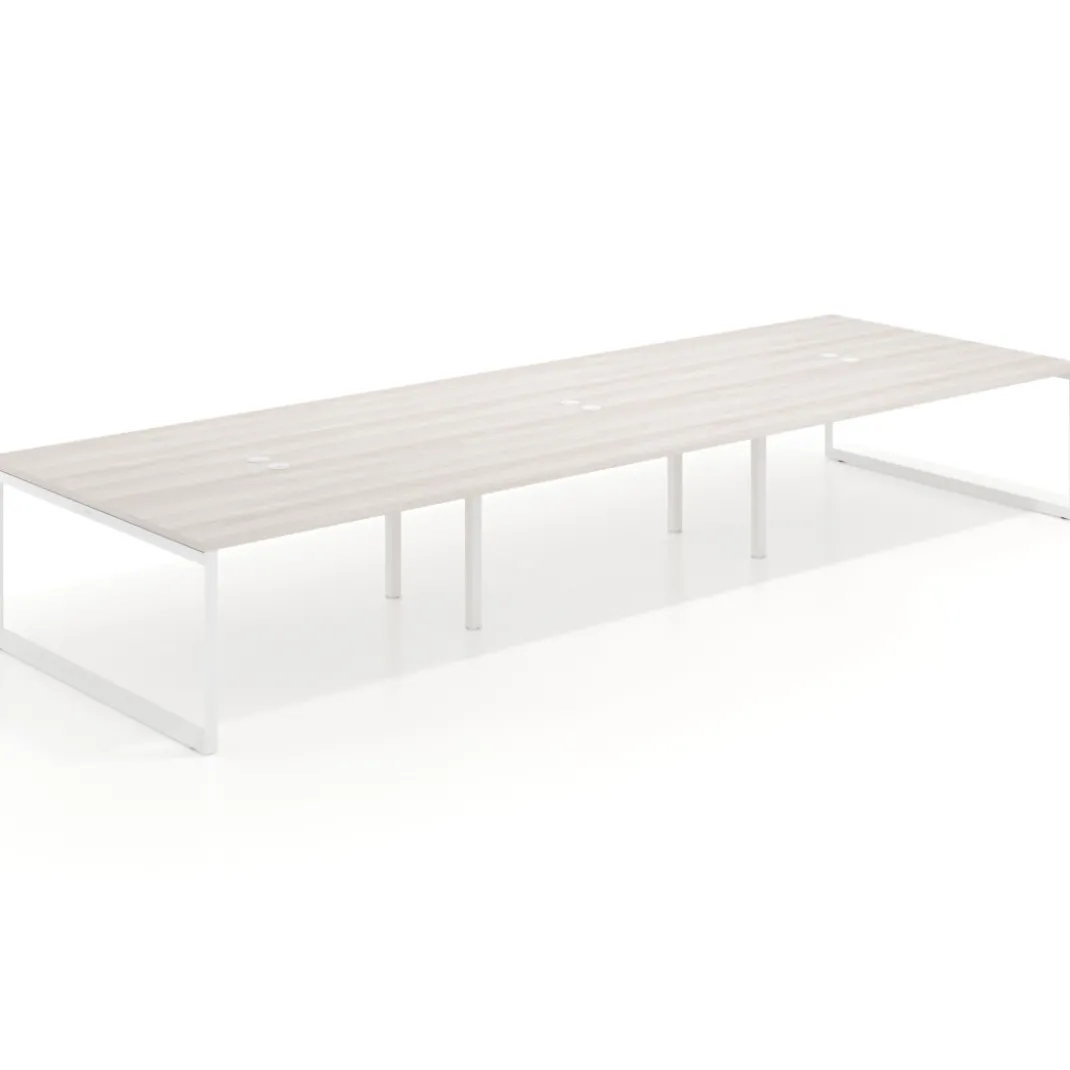 Mesa de juntas rectangular triple fondo 166 cm, estructura blanca